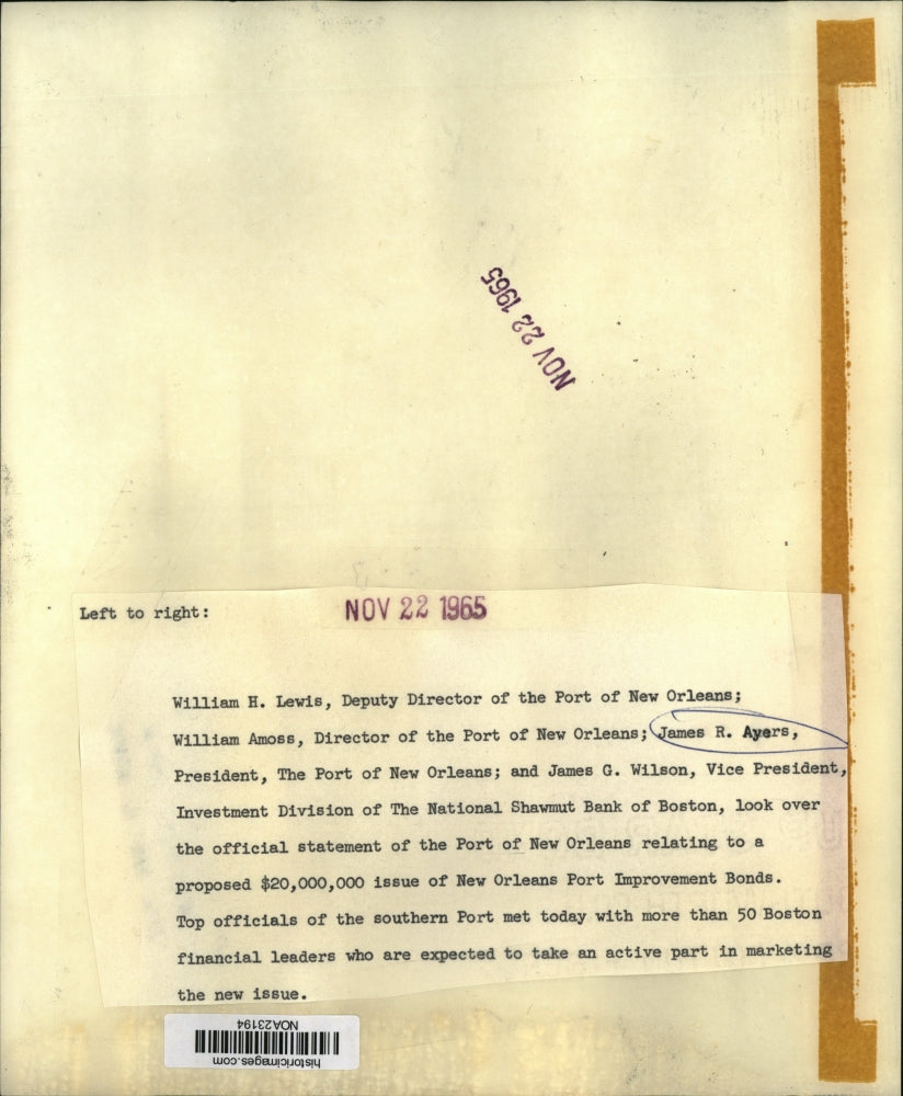 1965 Press Photo New Orleans Port Officials Review Proposal of Bonds - noa23194