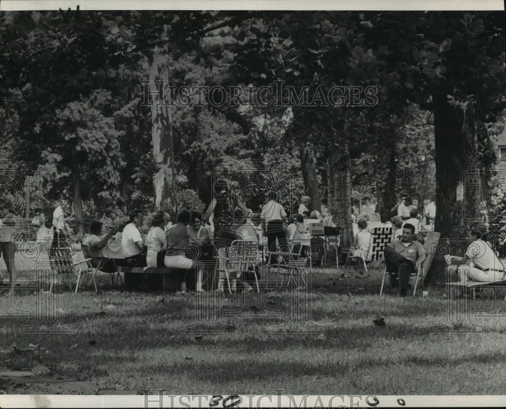 1966 Press Photo Labor Day Picnickers at Audubon Park- Historic Images