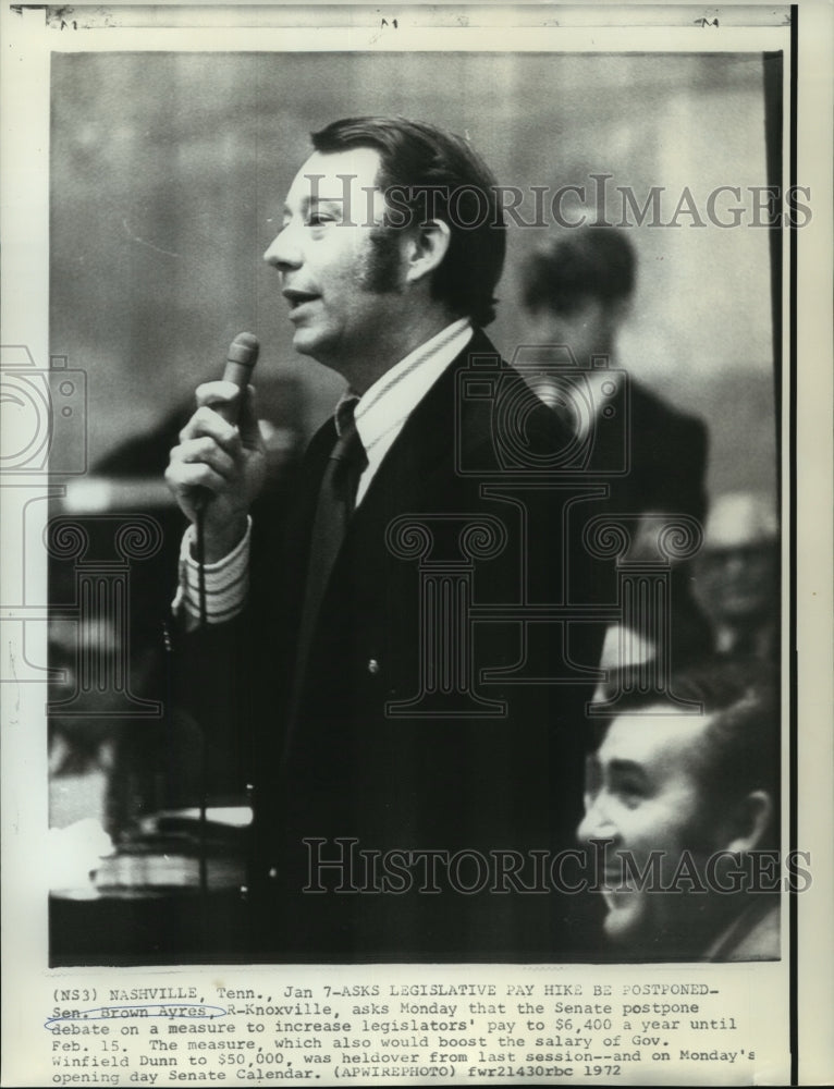 1972 Press Photo Senator Brown Ayres of Knoxville, Tennessee, Speaks in Senate