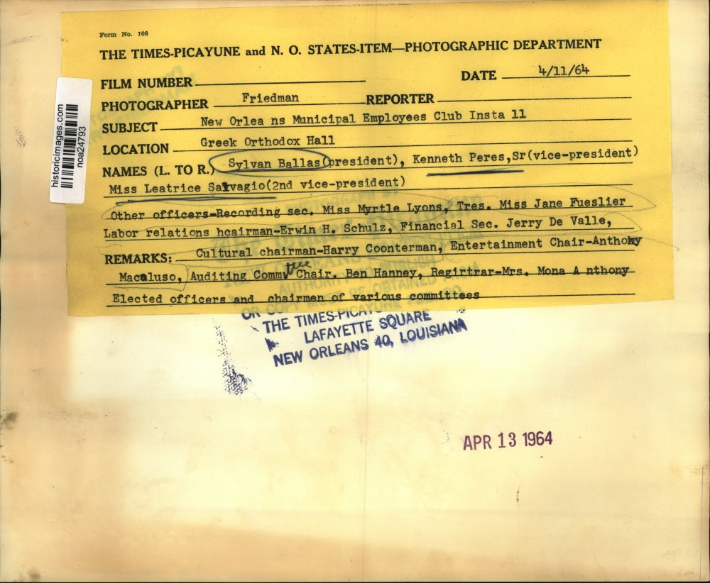 1964 Press Photo Three New Officers of New Orleans Municipal Employees Club