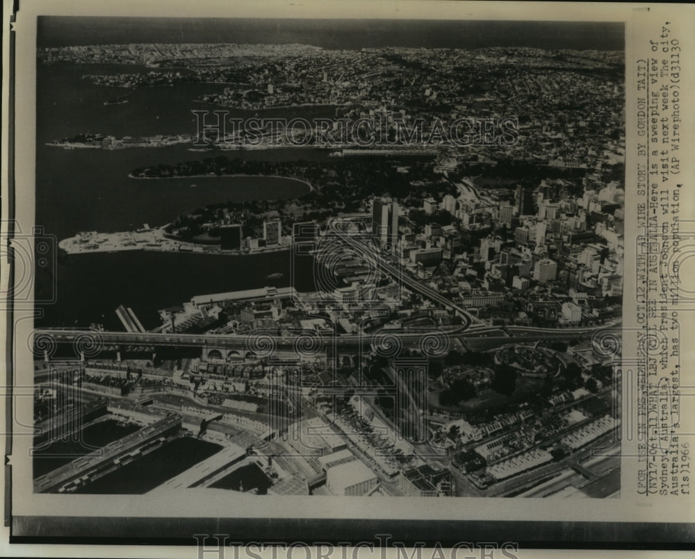 1966 Press Photo Sydney, Australia, Aerial City View - noa25068- Historic Images