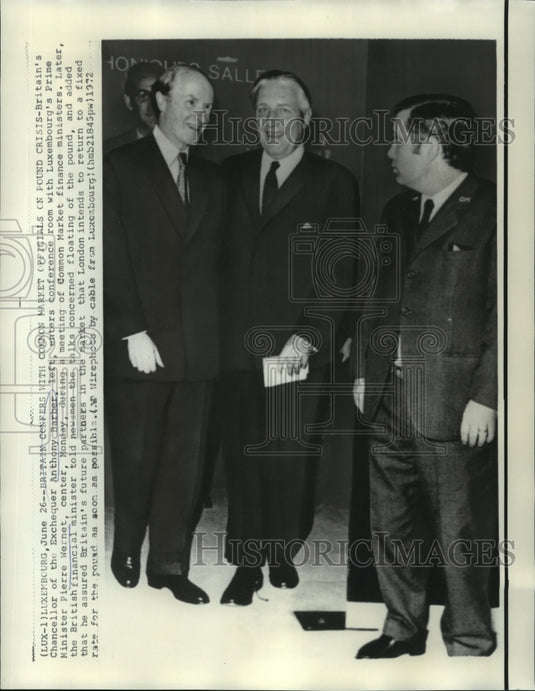 1972 Press Photo Common Market Finance Ministers - Anthony Barber, Pierre Wernet