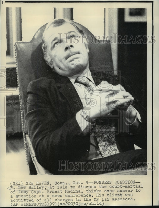 1971 Press Photo Yale University - F. Lee Bailey, Attorney for Ernest Medina