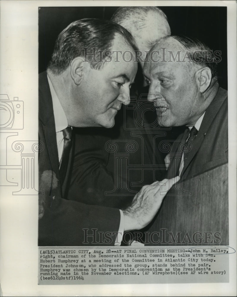 1964 Press Photo John M. Bailey and Senator Hubert Humphrey- Historic Images