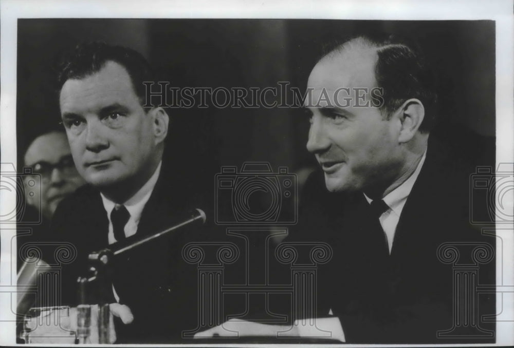 1964 Press Photo Robert Baker and Lawyer Edward Bennett Williams, Senate hearing