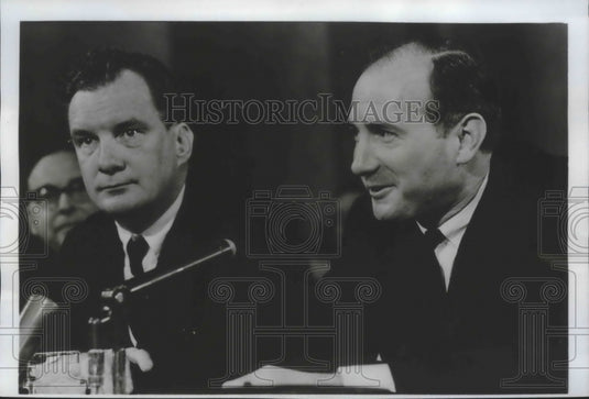 1964 Press Photo Robert Baker and Lawyer Edward Bennett Williams, Senate hearing