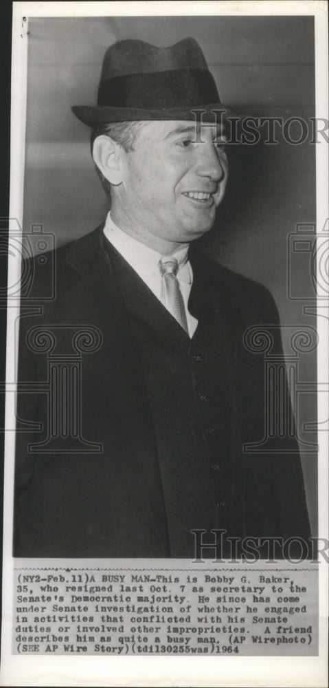 1964 Press Photo This is Bobby G. Baker, Former Senate Democratic Secretary