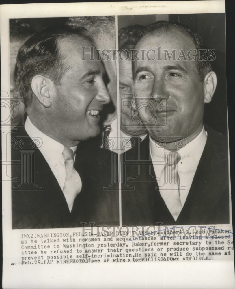 1964 Press Photo Robert Baker After Leaving Closed Committee in Washington, DC