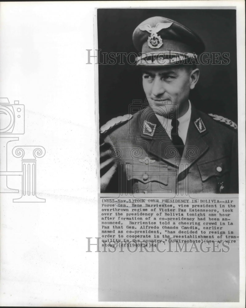 1964 Press Photo Air Force General Rene Barrientos, President of Bolivia- Historic Images