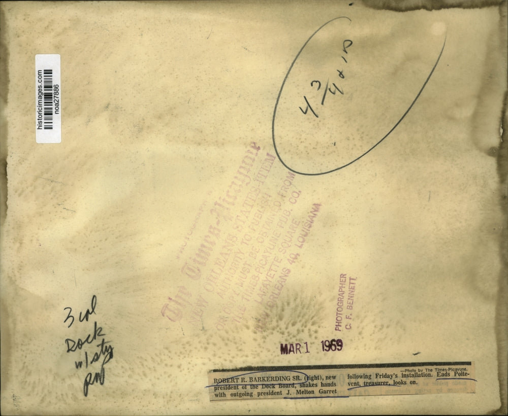 1969 Press Photo Port of New Orleans - Initiation of Board Officers