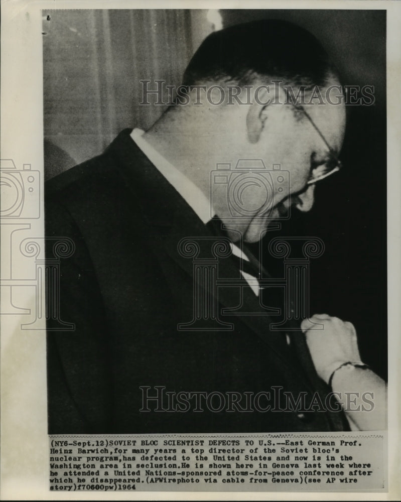 1964 Press Photo East German Professor Heinz Barwich after Defection to US- Historic Images