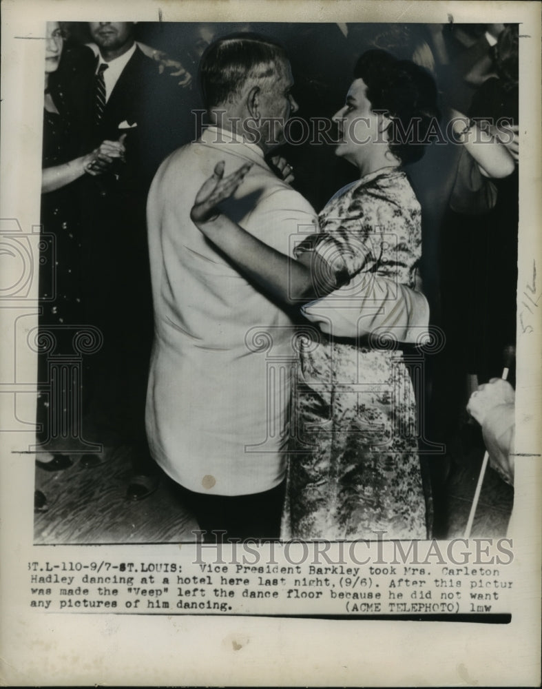 Load image into Gallery viewer, 1949 Press Photo Vice President Barkley and Mrs. Carleton Hadley Dancing
