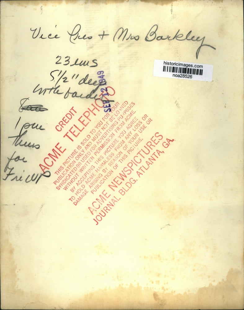 1949 Press Photo Vice President Barkley and Mrs. Carleton Hadley Dancing