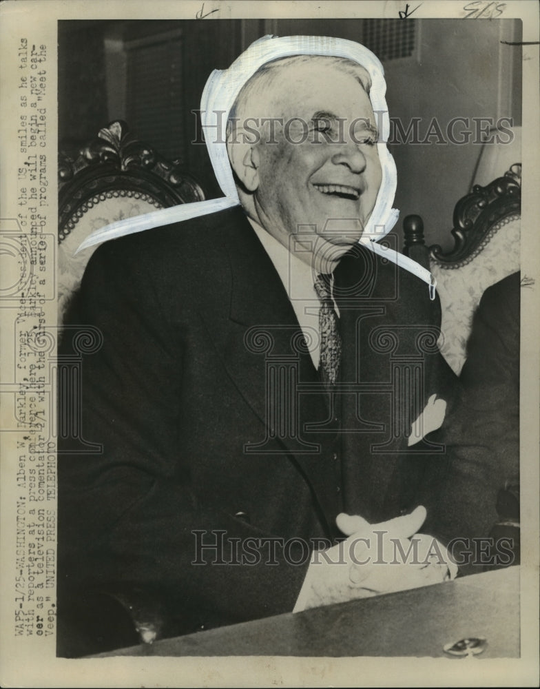 1953 Press Photo Alben W. Barkley Talks With Reporters about New Career- Historic Images