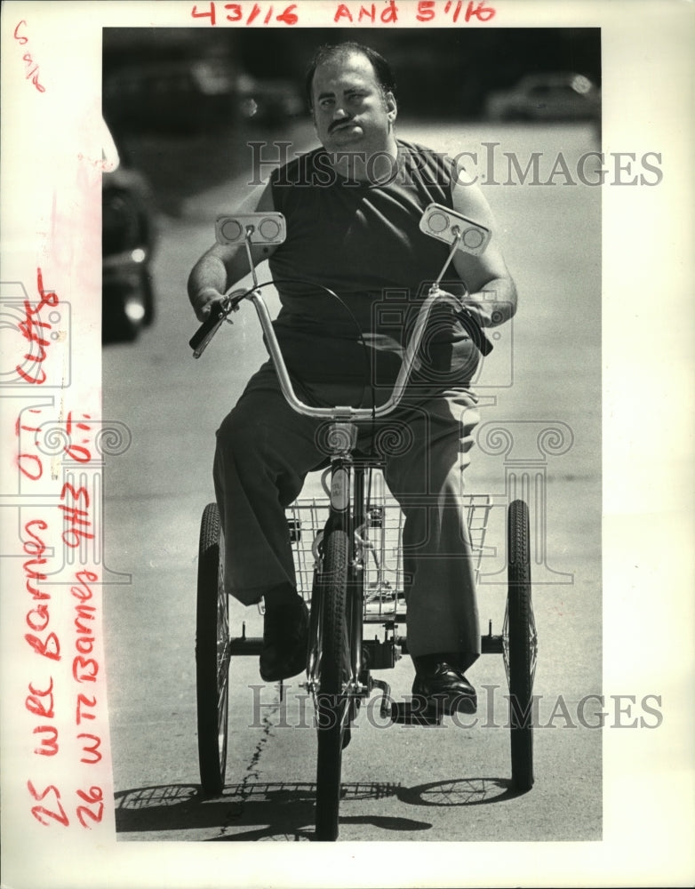 1985 Press Photo David Barnes on Trike, Gift from Aurora United Methodist Church- Historic Images