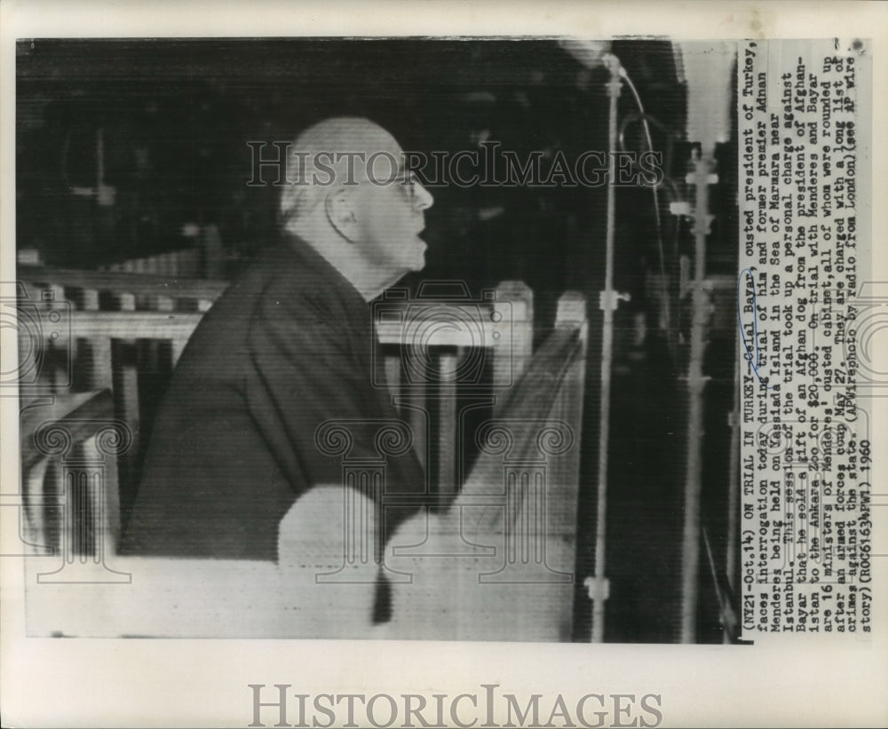 1960 Press Photo Celal Bayar, Former President of Turkey, on Trial - noa28749- Historic Images