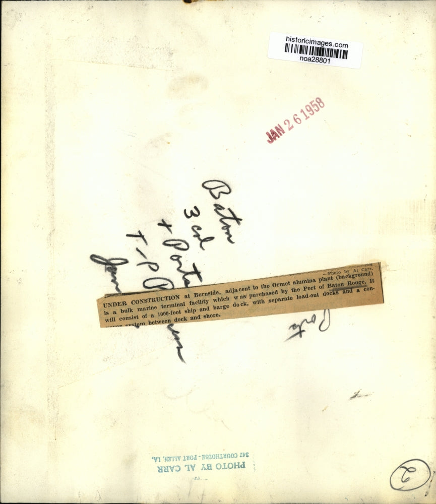 1958 Press Photo Bulk Marine Terminal Facilit Under Construction at Burnside