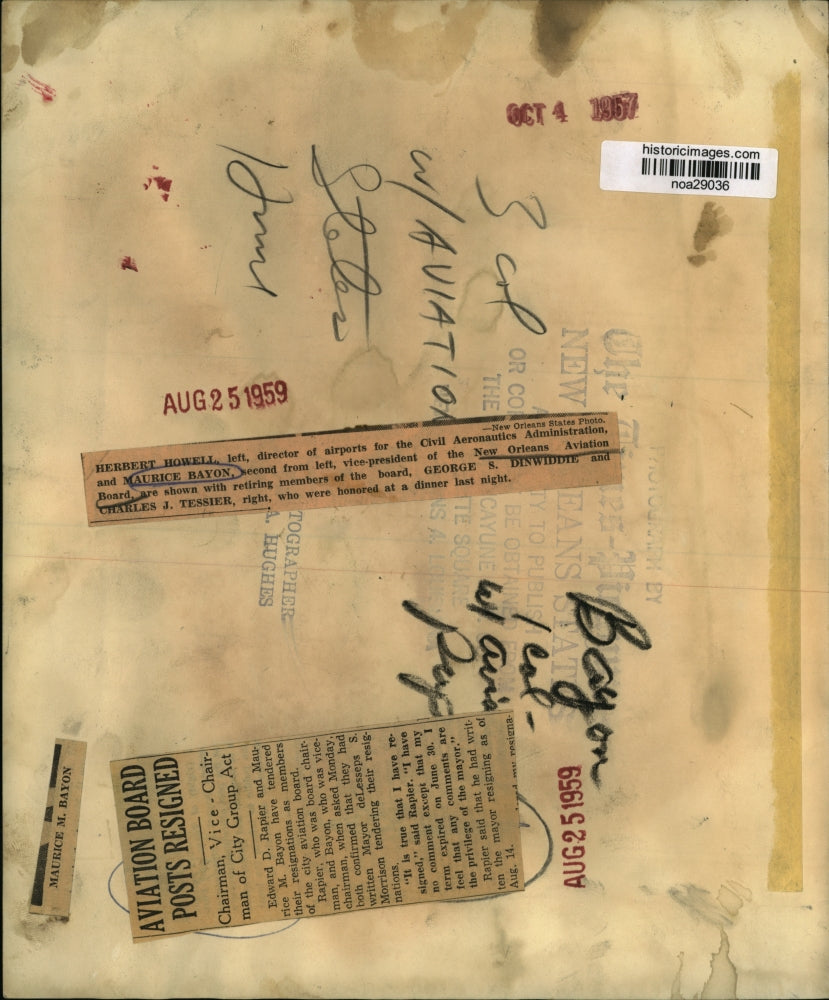 1959 Press Photo New Orleans Aviation Board - Herbert Howell, Retiring Members