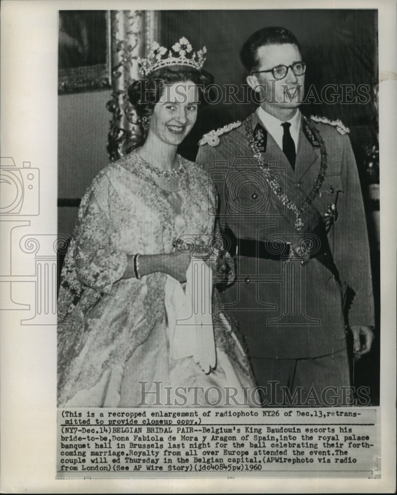 1960 Press Photo Belgian King Baudouin, fiancee Dona Fabiola de Mora y Aragon- Historic Images