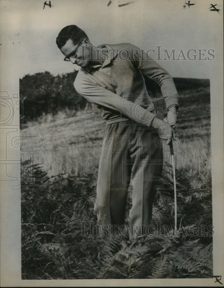 1959 Press Photo King Baudouin, Belgium Golfing, King&#39;s Course, Perthshire