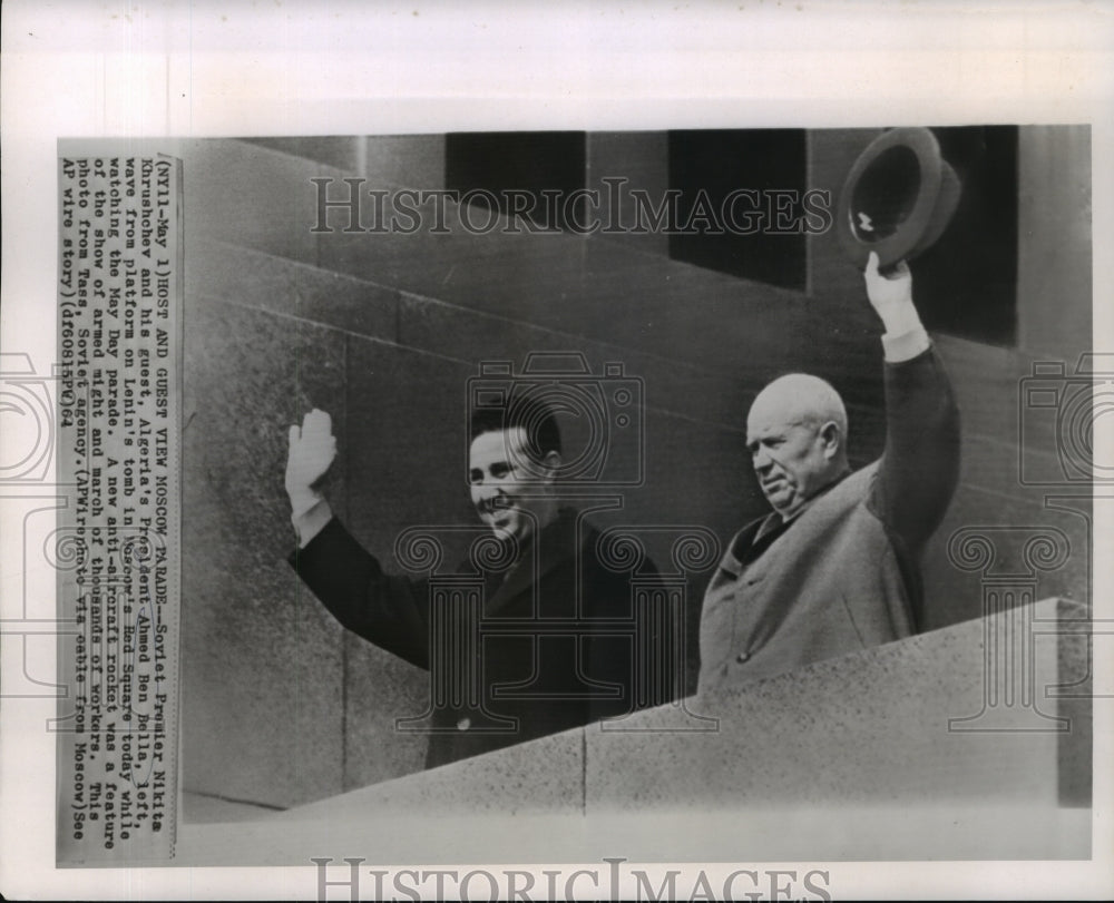 1964 Press Photo Soviet Premier Nikita Khrushchev &amp; Ahmed Ben Bella, Moscow- Historic Images