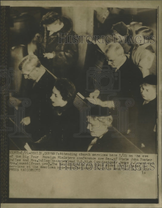 1954 Press Photo U.S. Foreign Ministers attending church services in Berlin- Historic Images