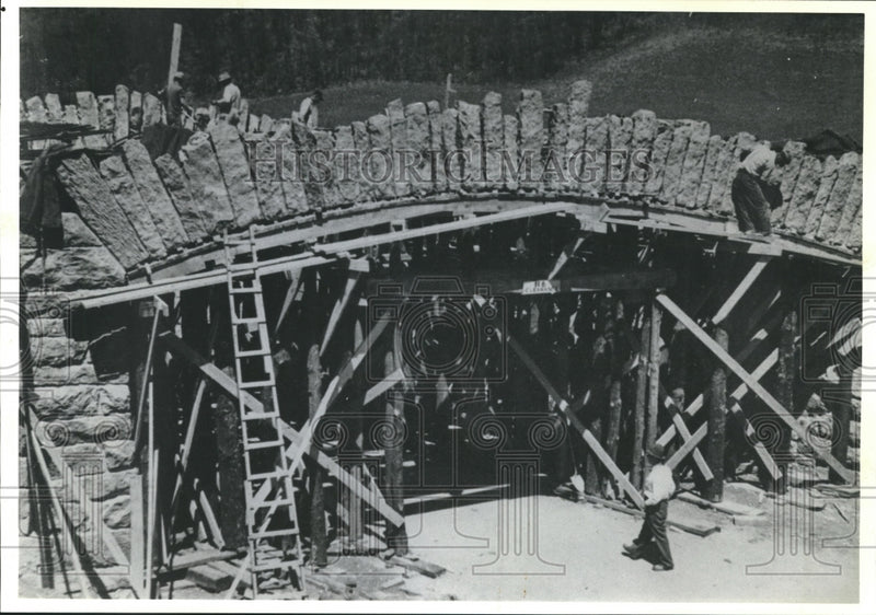 Load image into Gallery viewer, 1935 Press Photo Blue Ridge Parkway Bridge Construction, Deep Gap North Carolina
