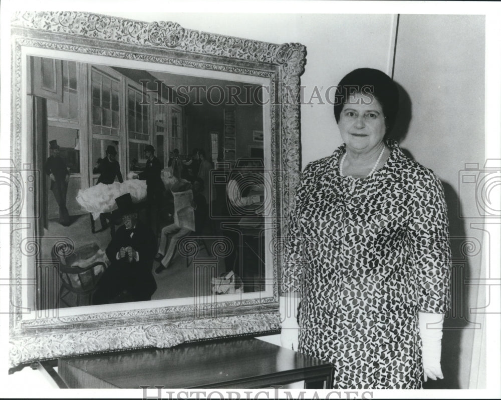  Press Photo Mrs. Edwin H. Blum with Louis Michot Artwork- Historic Images