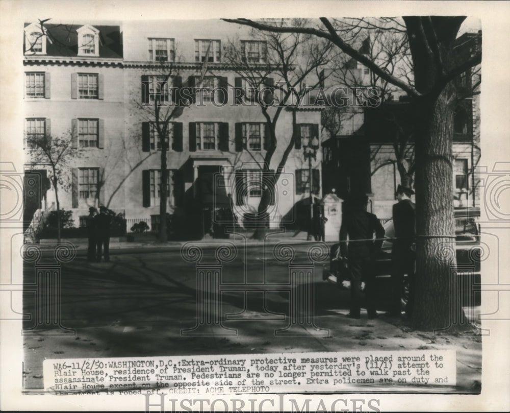 1950 Press Photo Protective measures placed around residence of President Truman