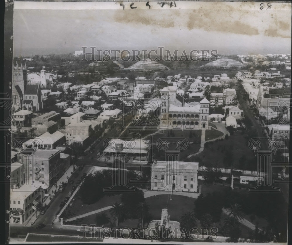 1953 Press Photo Aerial view of Sessions House, seat of Bermuda&#39;s Parliament- Historic Images