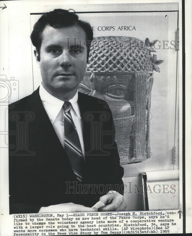 1969 Press Photo Joseph H. Blatchford, confirmed new head of the Peace Corps