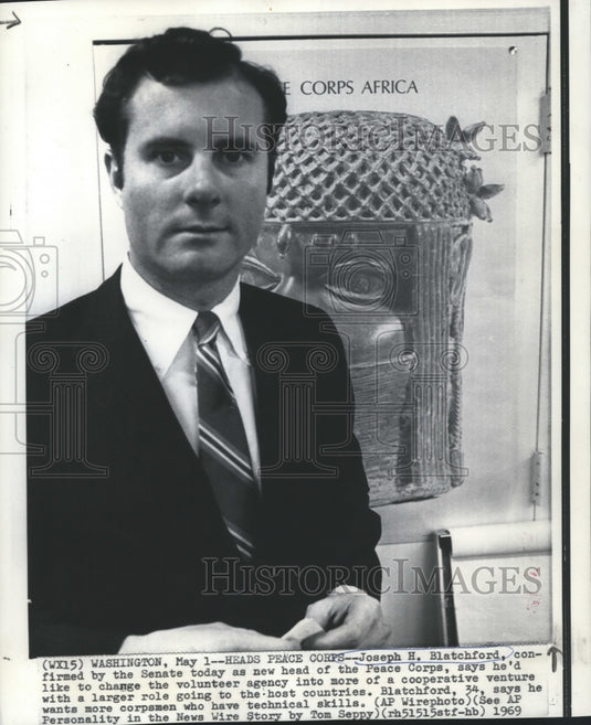 1969 Press Photo Joseph H. Blatchford, confirmed new head of the Peace Corps