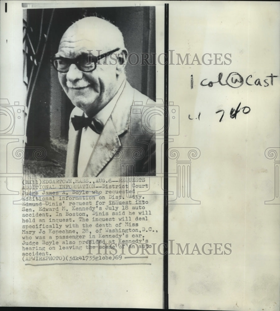 1969 Press Photo District Court Judge James A. Boyle in Washingotn, D.C. Court- Historic Images