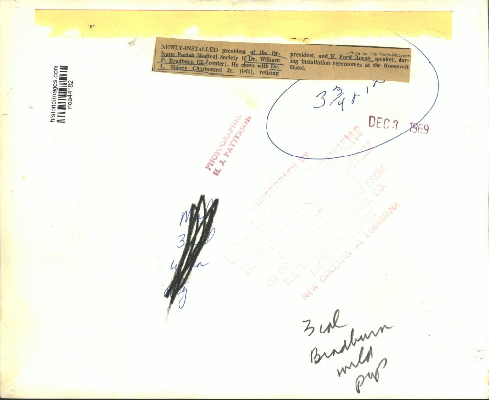 1969 Press Photo Newly-installed Officers of the Orleans Parish Medical Society