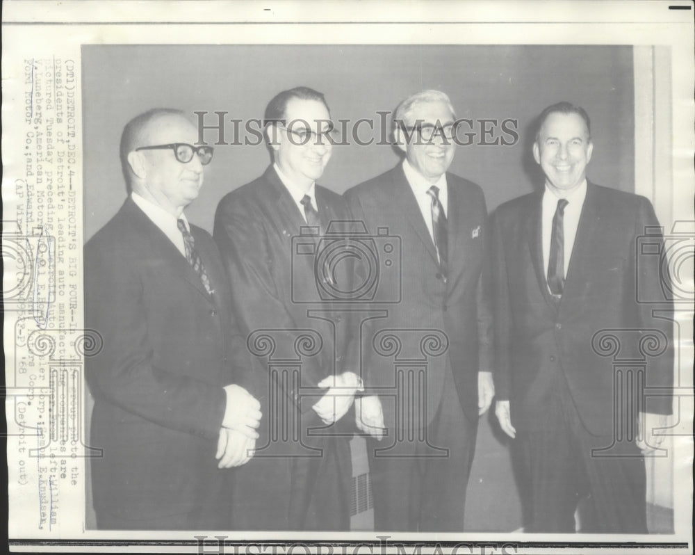 1968 Press Photo Virgil E. Boyd with other Detroit auto manufacturing big bosses- Historic Images