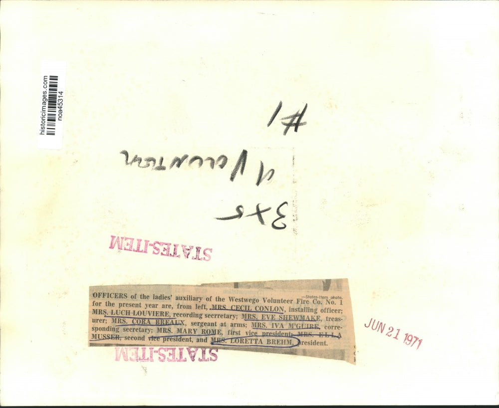 1971 Press Photo Ladies' auxiliary of Westwego Volunteer Fire Co. No.1 Officers