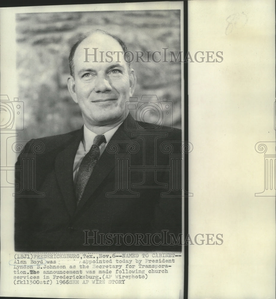 1966 Press Photo Alan Boyd, named Transportation Secretary by President Johnson- Historic Images