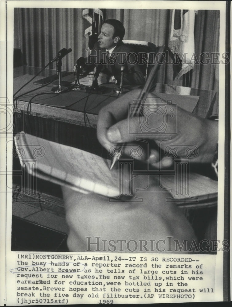 1969 Press Photo Alabama Governor Albert Brewer Speaking In the Senate- Historic Images