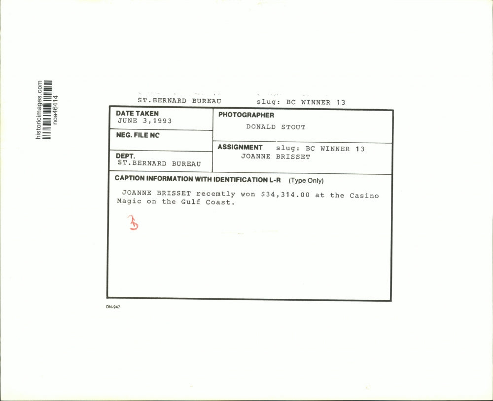 1933 Press Photo Joanne Brisset won $34,314 at the Casino Magic on Gulf Course