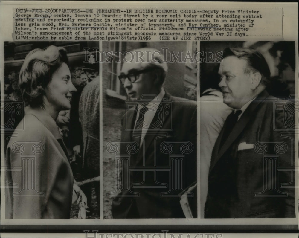 1966 Press Photo British Officials Barbara Castle, Ray Gunther and George Brown- Historic Images