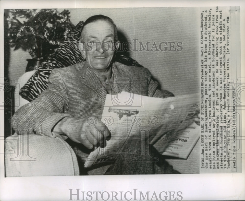 1963 Press Photo Frederick Cecil Hobart-Hampden, Earl of Buckinghamshire- Historic Images