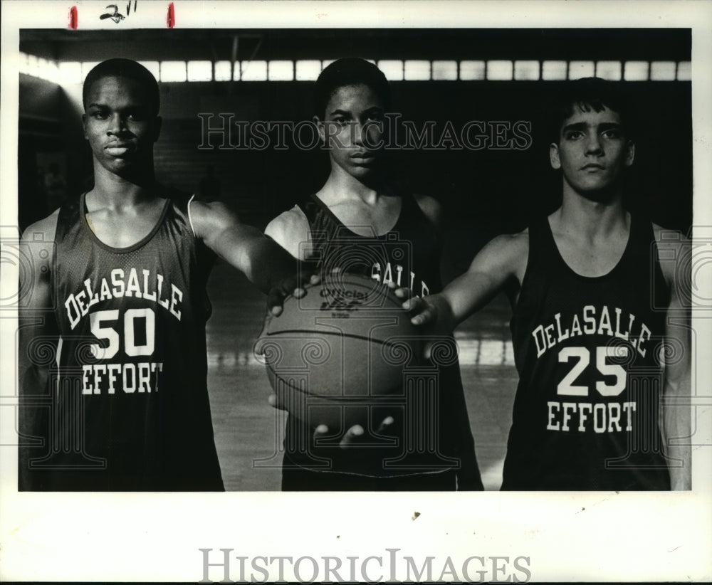  Press Photo DeLa Salle basketball players Dwayne Bryant and others- Historic Images