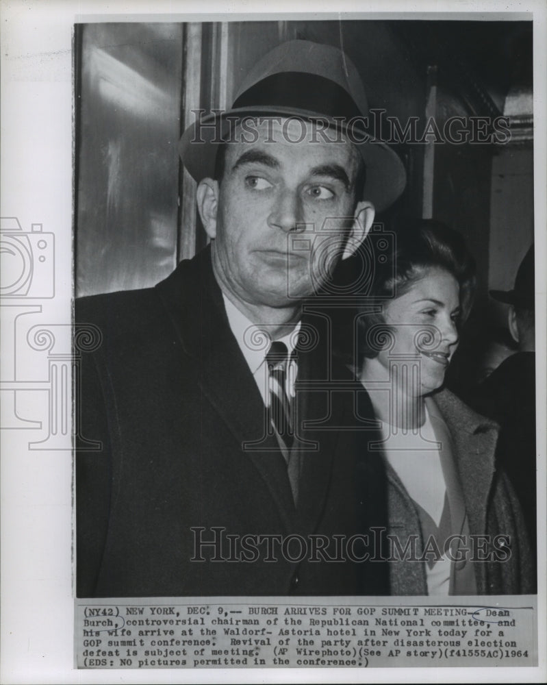 1964 Press Photo Dean Burch, Republican National Committee Chairman in New York