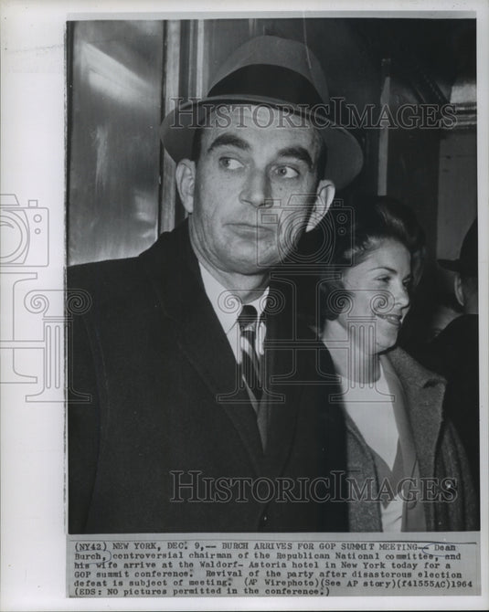 1964 Press Photo Dean Burch, Republican National Committee Chairman in New York