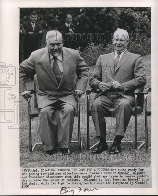 1955 Press Photo Russia's Premier Nikolai Bulganin and President Eisenhower