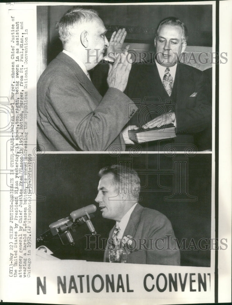 1969 Press Photo Warren Burger Being Sworn In, Addressing GOP Convention