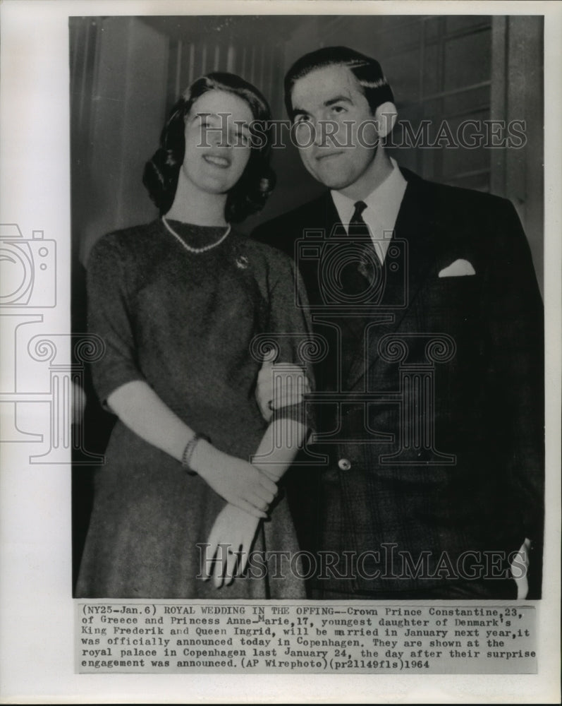 1964 Press Photo Prince Constantine &amp; Princess Anne-Marie announce engagement- Historic Images