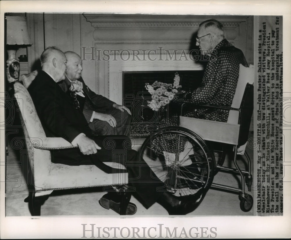 1959 Press Photo John Foster Dulles, in wheelchair, has distinguished visitors- Historic Images