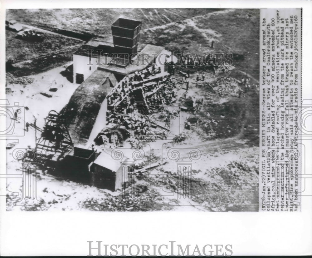 1960 Press Photo Aerial View of Coalbrook, South Africa Coal Mine after Collapse- Historic Images