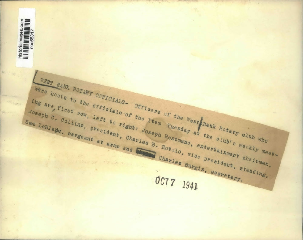 1941 Press Photo Officers of the West Bank Rotary Club - noa65317